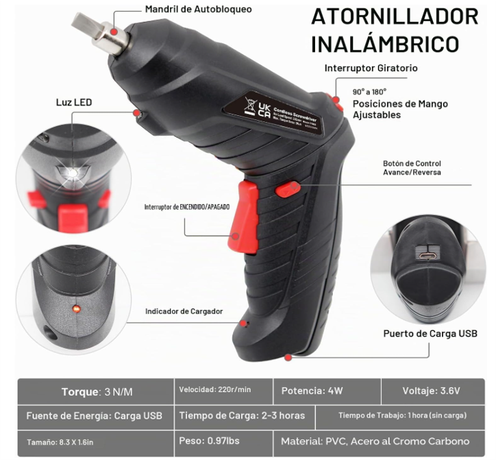 TALADRO DESTORNILLADOR INALAMBRICO